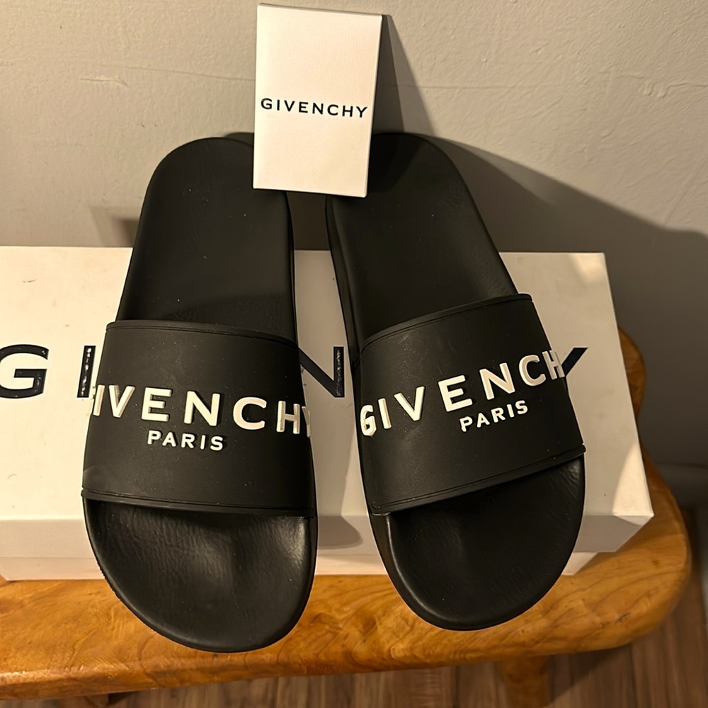 Givenchy Black Slides With Givenchy In White Lett… - image 1